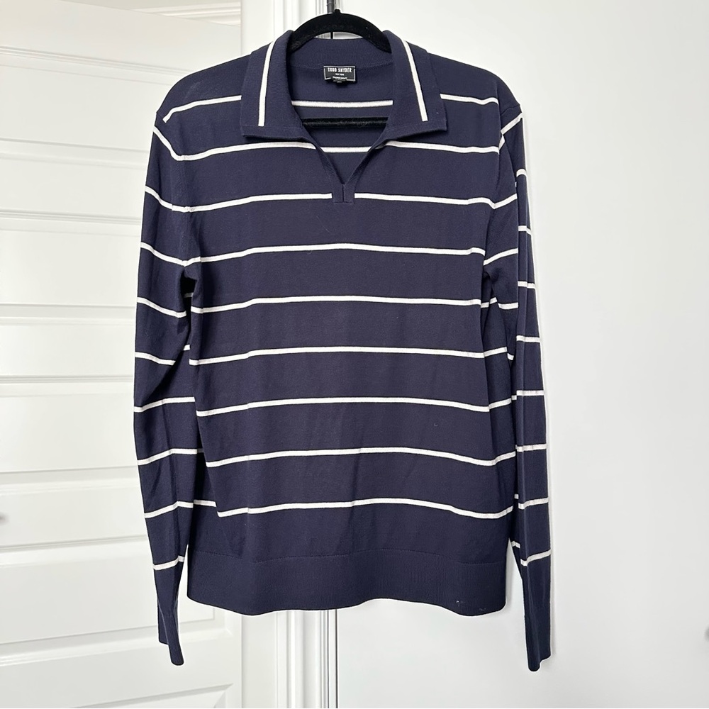Todd Snyder Navy Silk Blend Sweater Size M